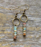 Boho Dangle Earrings with Natural Stone - Ethnic Jewelry