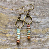 Boho Dangle Earrings with Natural Stone - Ethnic Jewelry