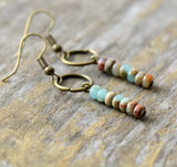 Boho Dangle Earrings with Natural Stone - Ethnic Jewelry