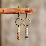 Boho Dangle Earrings with Natural Stone - Ethnic Jewelry