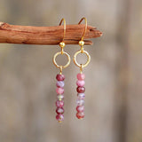 Boho Dangle Earrings with Natural Stone - Ethnic Jewelry