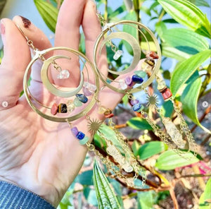 Quartz Moon Earrings Natural Amethyst Stone Boho