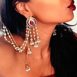 Kinel Indian Earring Headdress Jewelry With Metal Pendant Bridal Bijoux