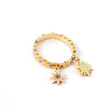 Colorful Star Sun Pendants Fingers Rings Stainless Steel Wedding Rings