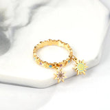 Colorful Star Sun Pendants Fingers Rings Stainless Steel Wedding Rings