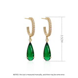Vintage Emerald Water Drop Crystal Dangle Earrings For Women