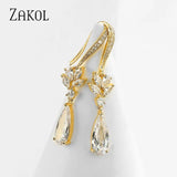Zircon Crystal Pendant Hook Earrings For Wedding Jewelry