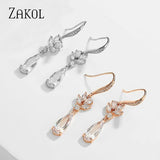 Zircon Crystal Pendant Hook Earrings For Wedding Jewelry