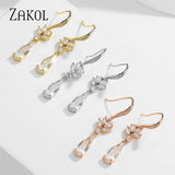 Zircon Crystal Pendant Hook Earrings For Wedding Jewelry