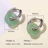 Natural Stone Donut Shape Stainless Steel Hoop Earrings
