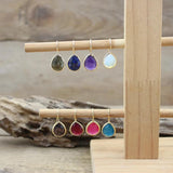 Natural Stone Teardrop Earrings Reiki Crystal Faceted Drop Beads Women Hook Eard