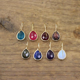 Natural Stone Teardrop Earrings Reiki Crystal Faceted Drop Beads Women Hook Eard