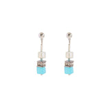 Korea Coloured Stone Earrings Geometric Square Pendant Earrings For Women