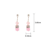 Korea Coloured Stone Earrings Geometric Square Pendant Earrings For Women