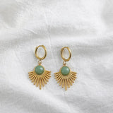 Geometric Round Stone Drop Earrings Stainless Steel Jewelry