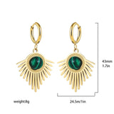 Geometric Round Stone Drop Earrings Stainless Steel Jewelry