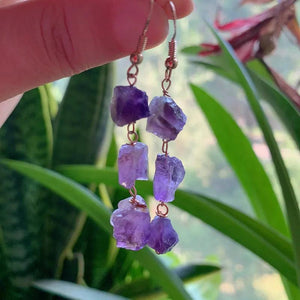 Irregular Stone Crystal Tassel Earrings Reiki Natural Dangle Earrings