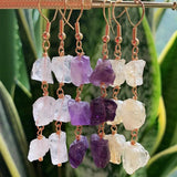 Irregular Stone Crystal Tassel Earrings Reiki Natural Dangle Earrings