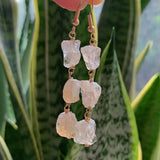 Irregular Stone Crystal Tassel Earrings Reiki Natural Dangle Earrings
