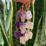 Irregular Stone Crystal Tassel Earrings Reiki Natural Dangle Earrings