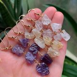 Irregular Stone Crystal Tassel Earrings Reiki Natural Dangle Earrings