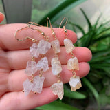 Irregular Stone Crystal Tassel Earrings Reiki Natural Dangle Earrings