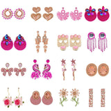 Pink Crystal Drop Dangle Earrings for Women Party Jewelry