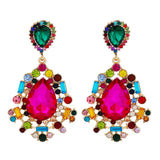 Pink Crystal Drop Dangle Earrings for Women Party Jewelry
