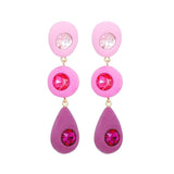 Pink Crystal Drop Dangle Earrings for Women Party Jewelry
