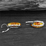 Vintage Amber Claw Earrings Antique Silver Plated Flower Resin Bead