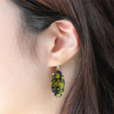 Vintage Amber Claw Earrings Antique Silver Plated Flower Resin Bead