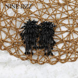 Crystal Bead Tassel Earring Flower Fringes Dangle Drop Statement Earring