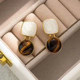 Vintage Temperament Stone Earrings 925 Silver Needle