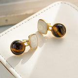 Vintage Temperament Stone Earrings 925 Silver Needle