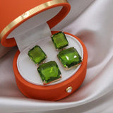 Korea Jewelry Double Square Crystal Pendant Earrings Women's Party