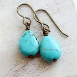 Wire Wrapped Orange Turquoise Earrings