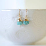 Wire Wrapped Orange Turquoise Earrings