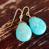 Wire Wrapped Orange Turquoise Earrings