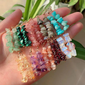 Amethysts Chips Gravel Tassel Charm Quartz Dangle Earring Girl