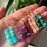 Amethysts Chips Gravel Tassel Charm Quartz Dangle Earring Girl