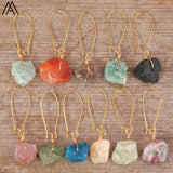 Bronze Wire Wrap Strawberry Quartz Chunky Beads Dangle Earrings