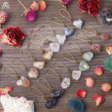 Bronze Wire Wrap Strawberry Quartz Chunky Beads Dangle Earrings