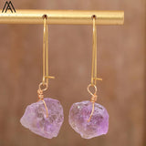Bronze Wire Wrap Strawberry Quartz Chunky Beads Dangle Earrings