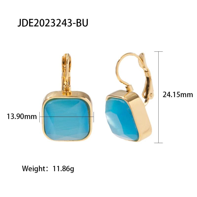 Youthway Square Natural Stone Drop Earrings 18K Plated Jewelry
