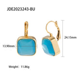 Youthway Square Natural Stone Drop Earrings 18K Plated Jewelry