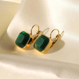 Youthway Square Natural Stone Drop Earrings 18K Plated Jewelry