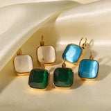 Youthway Square Natural Stone Drop Earrings 18K Plated Jewelry