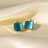 Youthway Square Natural Stone Drop Earrings 18K Plated Jewelry