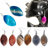 Botswana Striped Agate Horse Eye Earrings Raw Stone Slab Dangle Reiki Eardrop
