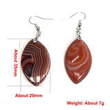 Botswana Striped Agate Horse Eye Earrings Raw Stone Slab Dangle Reiki Eardrop